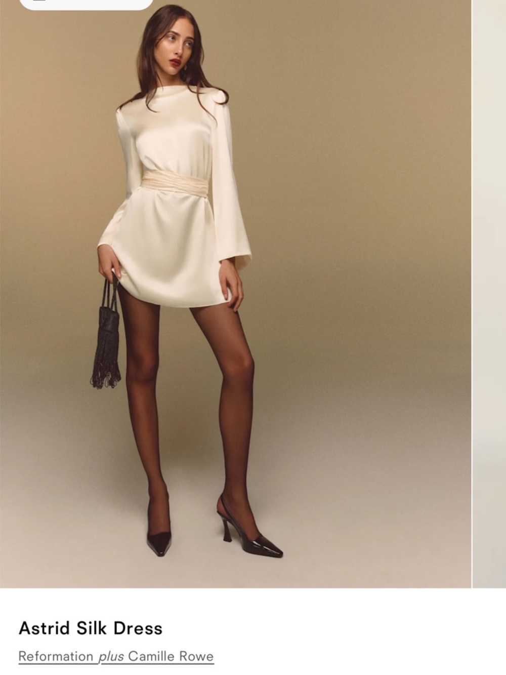 Reformation Astrid Silk Mini Dress - Cream size 2